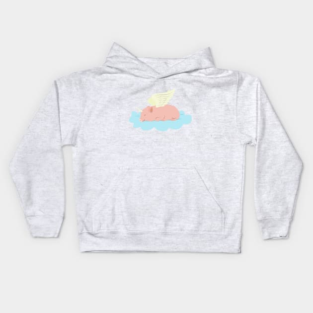 Unipiggy sleeping on a cloud Kids Hoodie by LittleAna